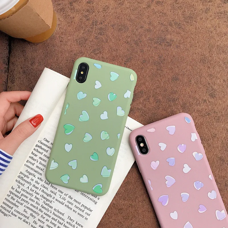 Чехол JAMULAR Love Heart для iPhone 8 6 6s XS MAX XR 7 Plus мягкий чехол из ТПУ карамельных цветов Cpque X