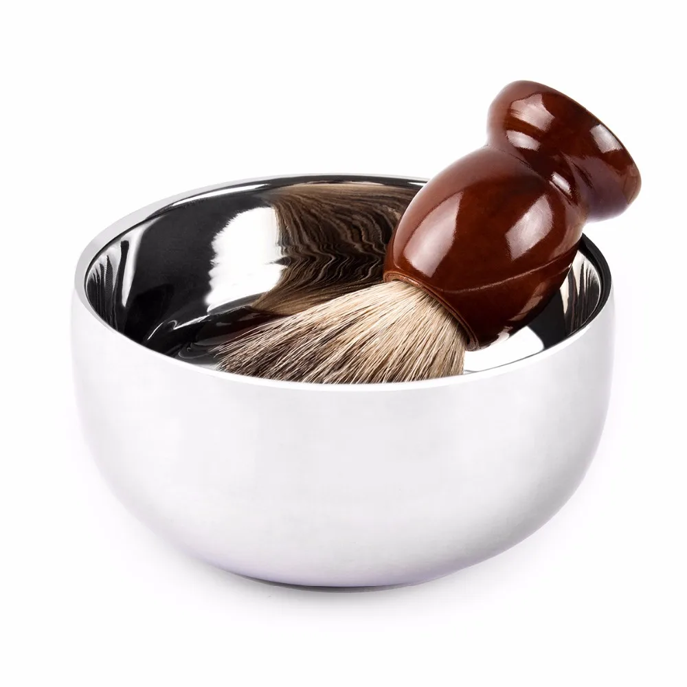 QSHAVE миска для мыла из нержавеющей стали с двойным краем подставка бритвы и кистей