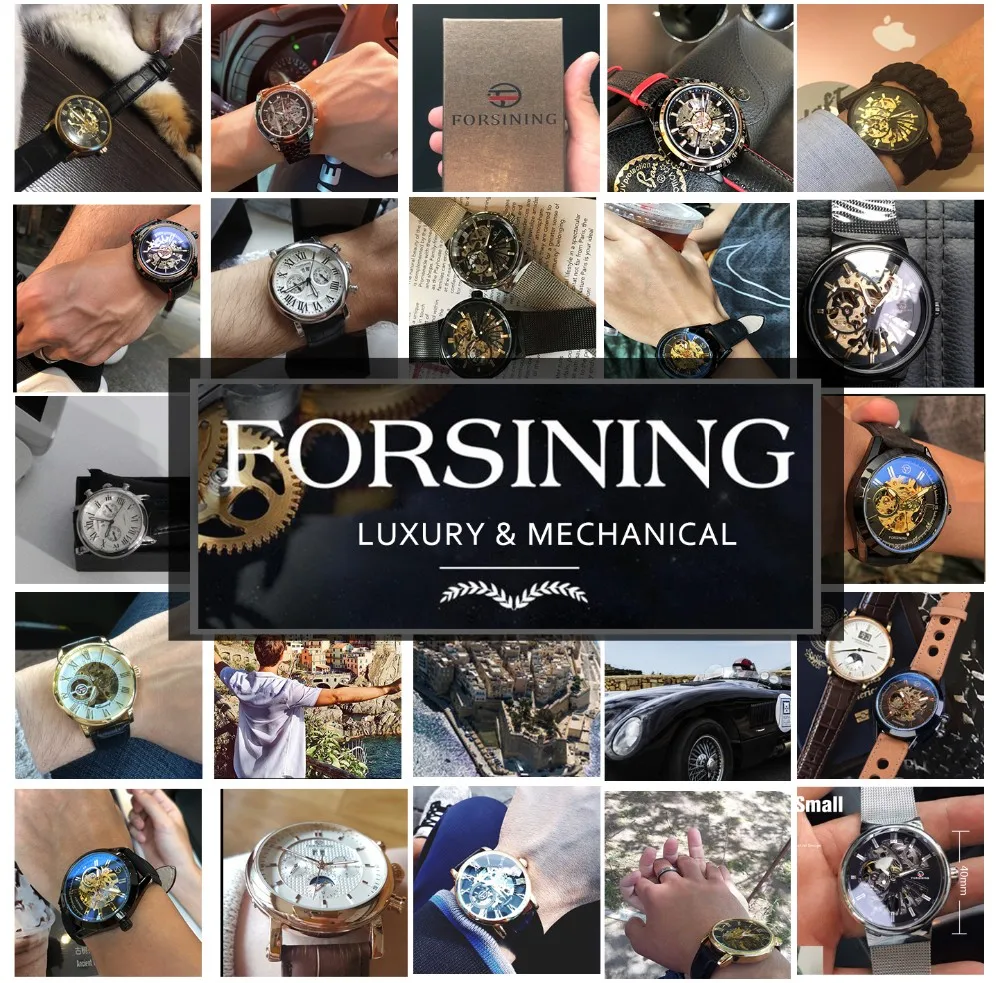 Forsining, синий циферблат, роскошные мужские автоматические часы, нержавеющая сталь, календарь, водонепроницаемые, натуральная кожа, ремешок, механические мужские часы