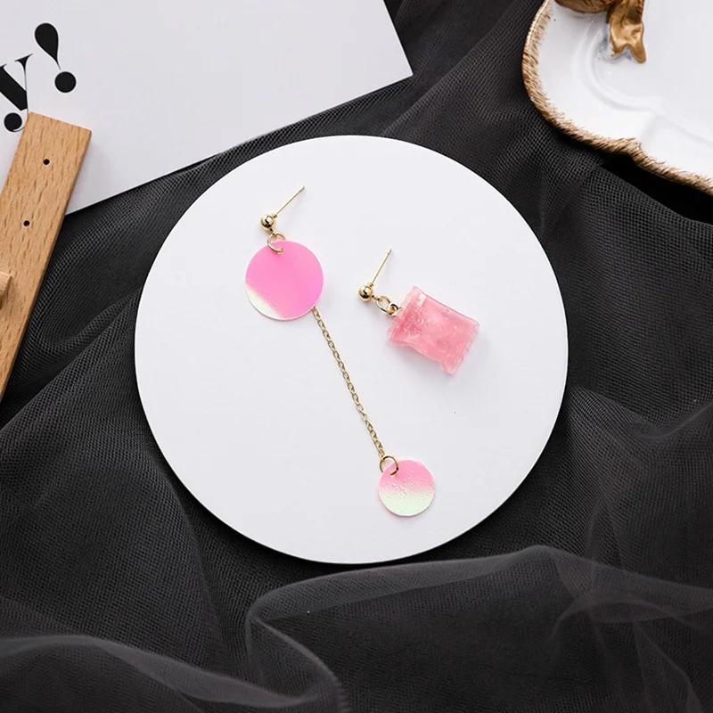 Серьги в Корейском стиле для женщин милые серьги форме конфет асимметричные