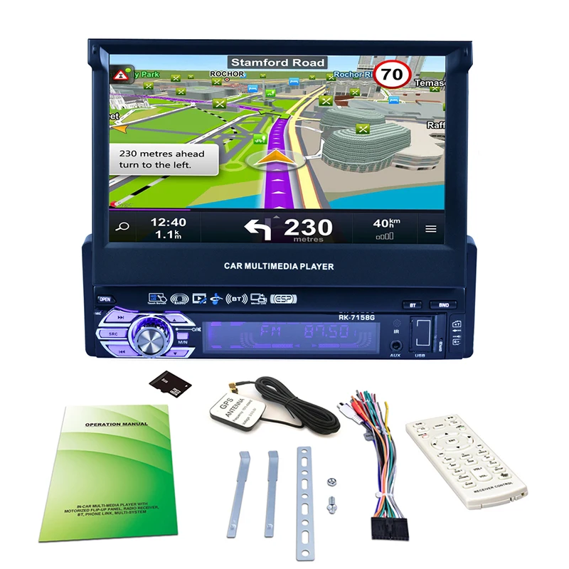 7 дюймовый 1DIN HD GPS навигатор GUBANG автомобильный MP5 плеер + карта 8 ГБ выдвижной