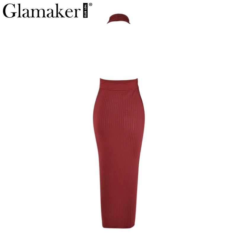 Glamaker сексуальное платье с открытой спиной и v-образным вырезом, Белое Женское платье без рукавов, элегантное облегающее платье для вечеринки, летнее черное пляжное Длинное Платье Макси