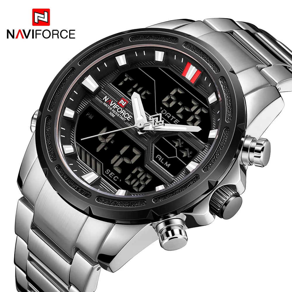 Часы наручные Naviforce Мужские кварцевые роскошные светодиодсветодиодный