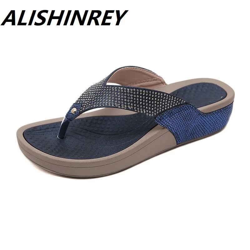 Женские туфли ALISHINREY на танкетке удобные шлепанцы платформе Летние повседневные