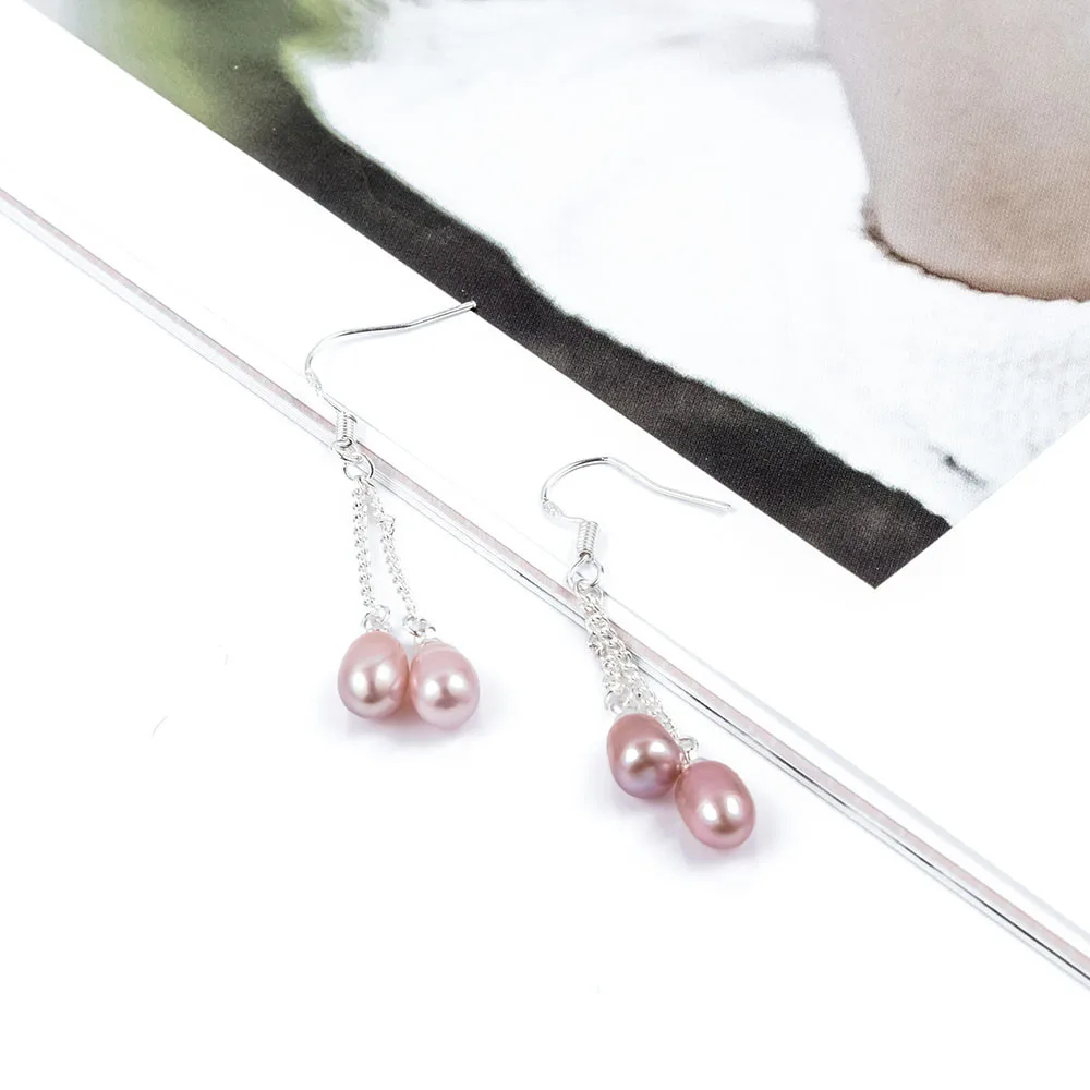 Natural Long Chain Pearl Dangle Earrings Beautiful Ladies Drop Three Colors Elegant Woman Fashion Freshwater | Украшения и