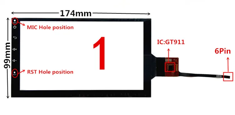 Style 1 7 дюймов GT911 174 мм* 99 мм емкостный сенсорный дигитайзер для автомобиля DVD gps навигация Мультимедиа сенсорный экран панель Стекло - Цвет: Style 1