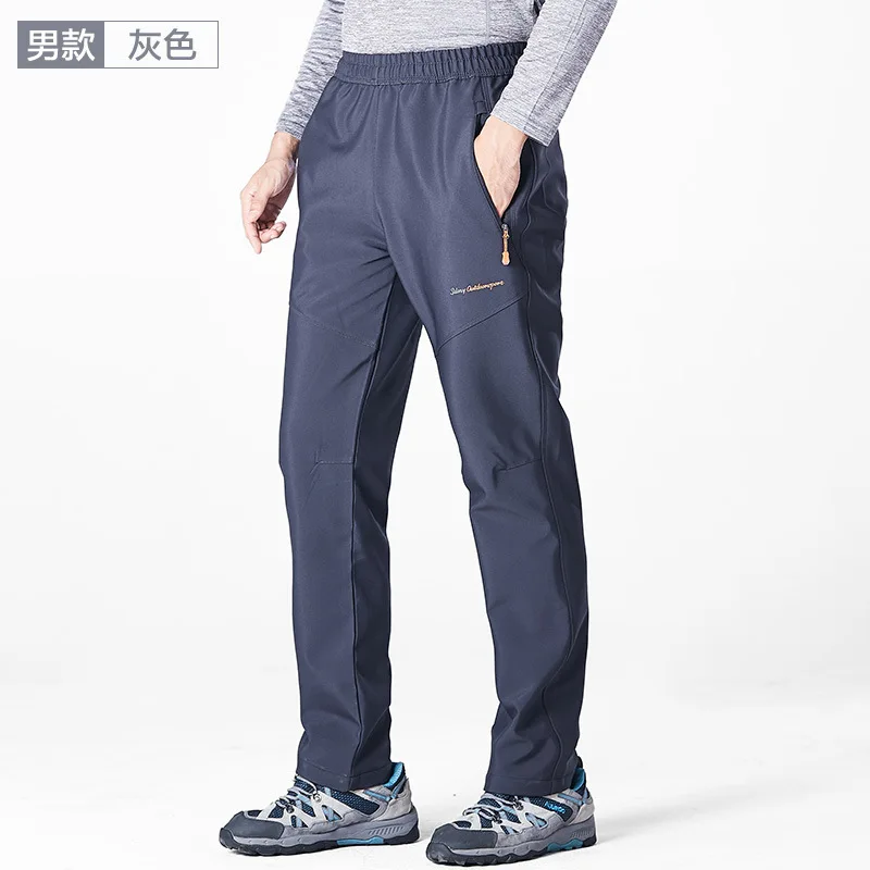 Men Grey Мужская, женская, для влюбленных, зимняя, уличная, спортивная одежда, теплые, Походные штаны, толстые, для рыбалки, кемпинга, треккинга, брюки, эластичная талия - Цвет: Men Grey