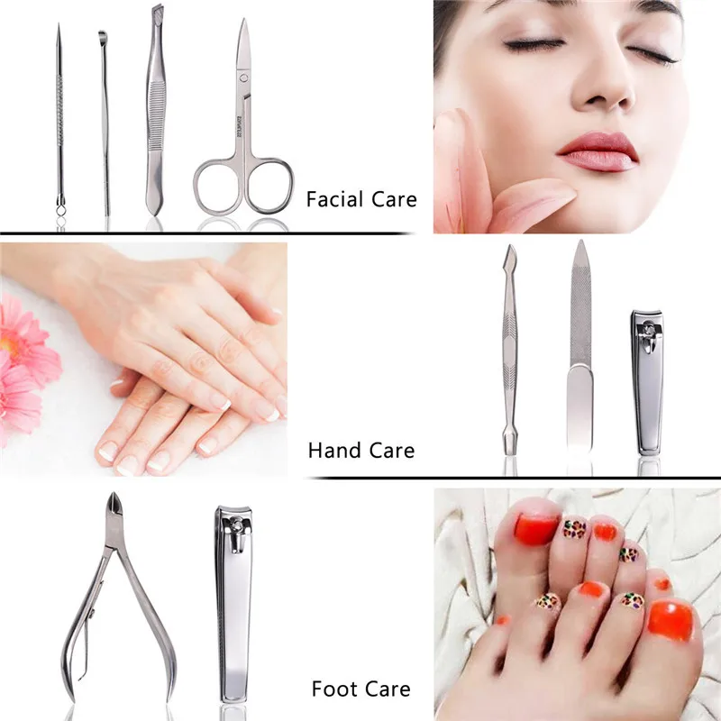 BeautyBigBang Nail Art Manicure Set Kit 9PCS Vintage Stainless Steel Nail Clipper Nipper Cutter Scissor Tweezers Nail Art Tools