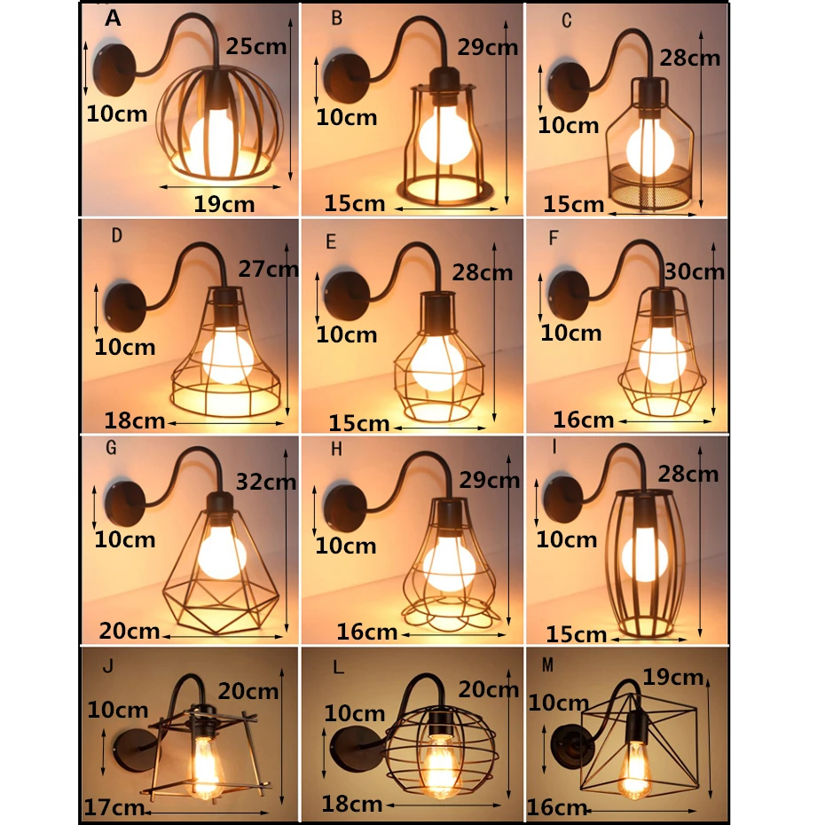 Creative Iron Cage E27 Wall Lamp Retro Industrial Wind Aisle Light For Bedside Corridor Balcony Cafe Restaurant Bar Decor | Лампы и