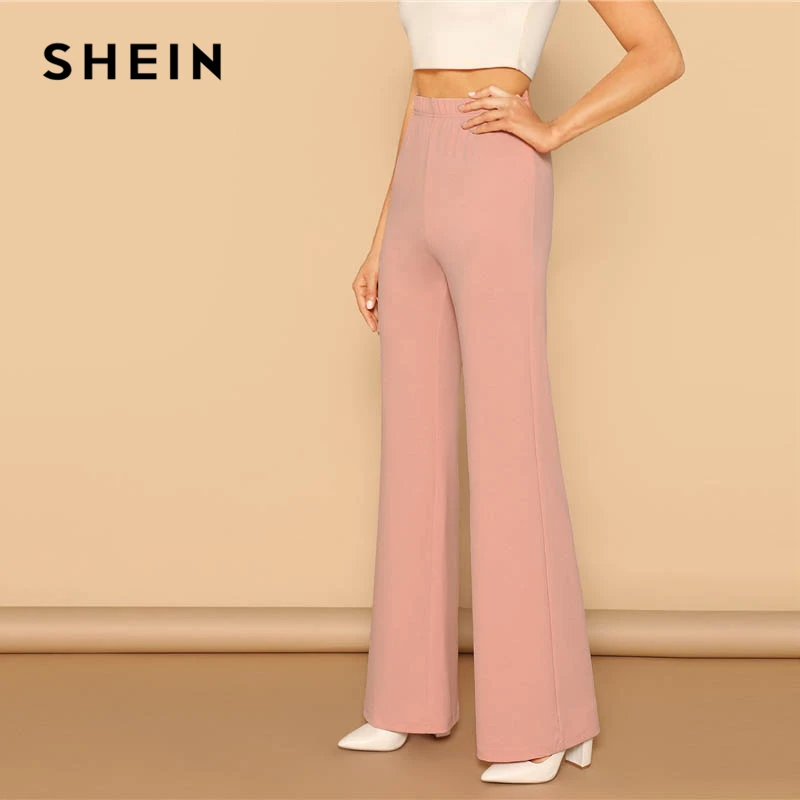 SHEIN Однотонный Расклешенные Брюки Стильный Офисные Летние Брюки