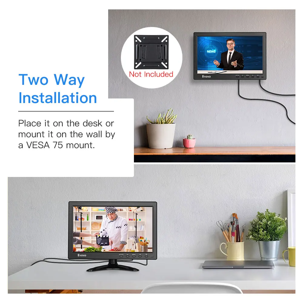 Eyoyo 10 1 дюймов 1366x768 ips монитор системы безопасности CCTV маленький портативный