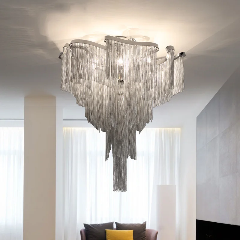Chain Tassel Ceiling Lamp Stream Light Fixture Aluminum Empire Vintage Hanging Suspension Lustre CA002 | Лампы и освещение