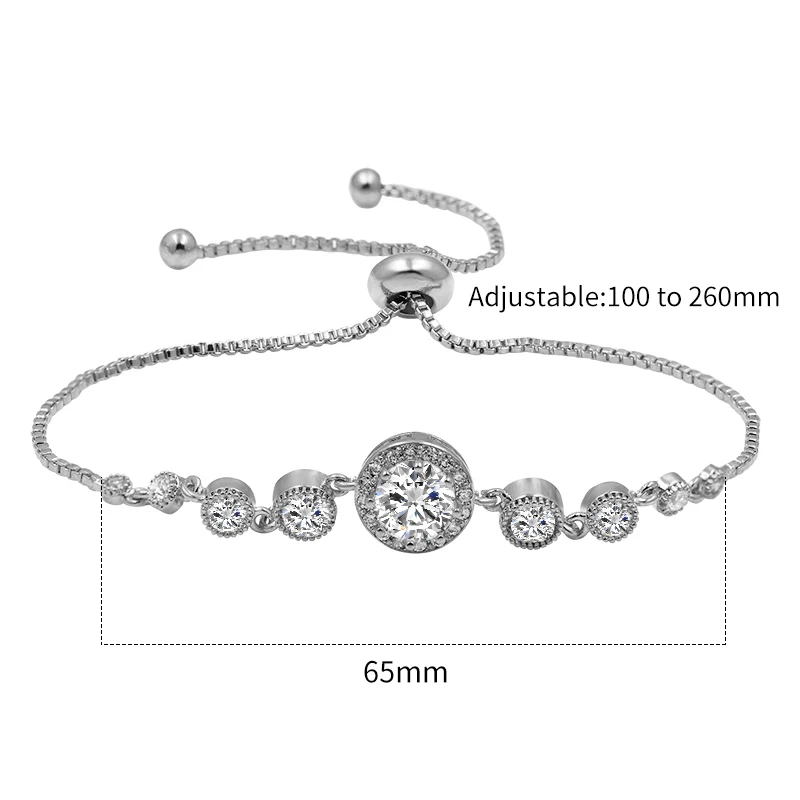 155 White Gold Потрясающий крошечный куб циркония Кристалл CZ Pave Oval регулируемые Bolo браслеты для леди в родии серебро/розовое золото покрытие - Окраска металла: 155 White Gold