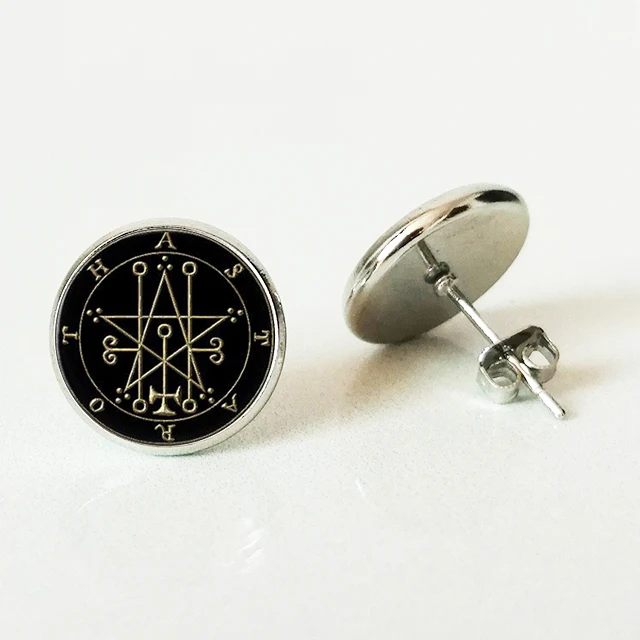 VINTAGE Seal Zodiac Witchcraft Glass Stud Earrings Crescent Vintage Ms./Men | Украшения и аксессуары