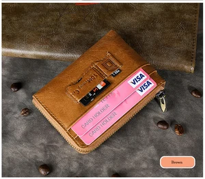 Кошелек мужскойженский из натуральной кожи с рчид-блокировкой, классный маленький бумажник для мелочи, отделение для монет