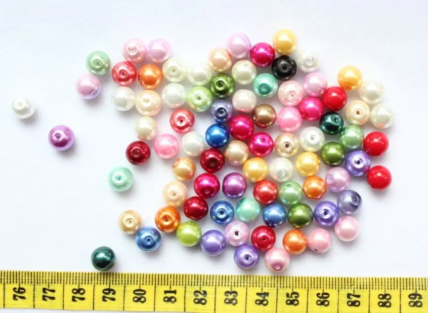 800pcs Variety Colors Glass Pearls 6mm-8mm mix sizes wholesale free shipping D10