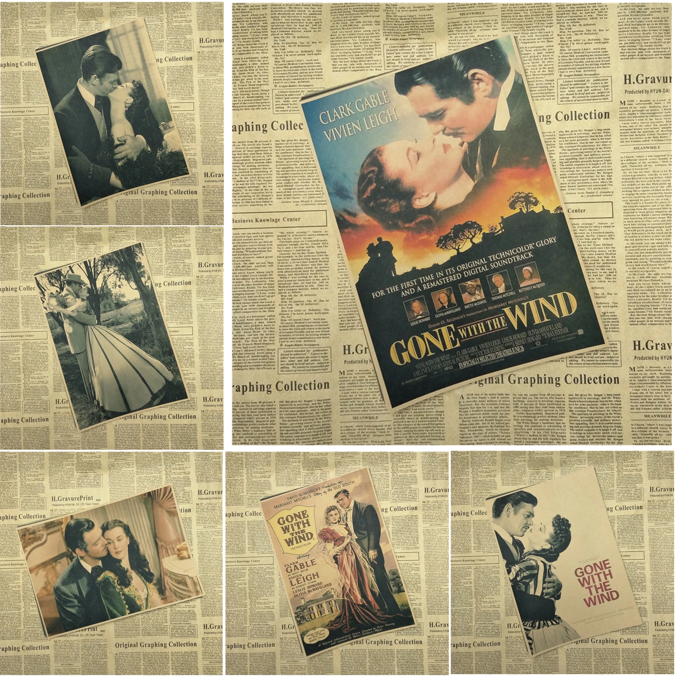 Gone with the wind Classic Movie Kraft Paper Poster Bar Cafe гостиная столовая настенные декоративные