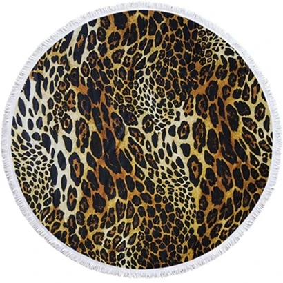 Beach towel2 Круглое пляжное полотенце с рисунком леопарда и тигра с кисточками из микрофибры 150 см, летний коврик для плавания и пикника, гобелен, одеяло для путешествий - Цвет: Beach towel2