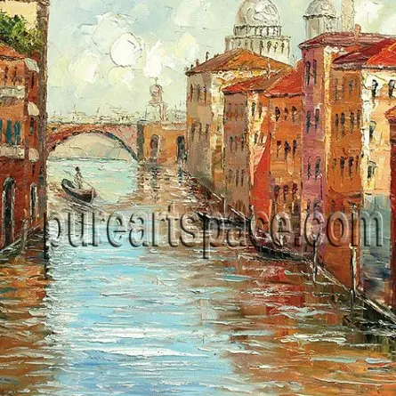 Расписанный вручную холст для настенного декора Венеция Италия кафе Гондола