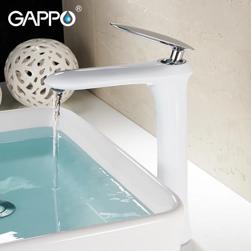 Смесители для раковины GAPPO высокий белый кран из латуни водопад крепление на