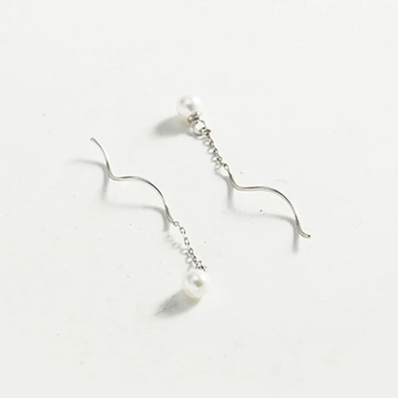 Длинные женские серьги-подвески из серебра 100% пробы с жемчугом | Украшения и