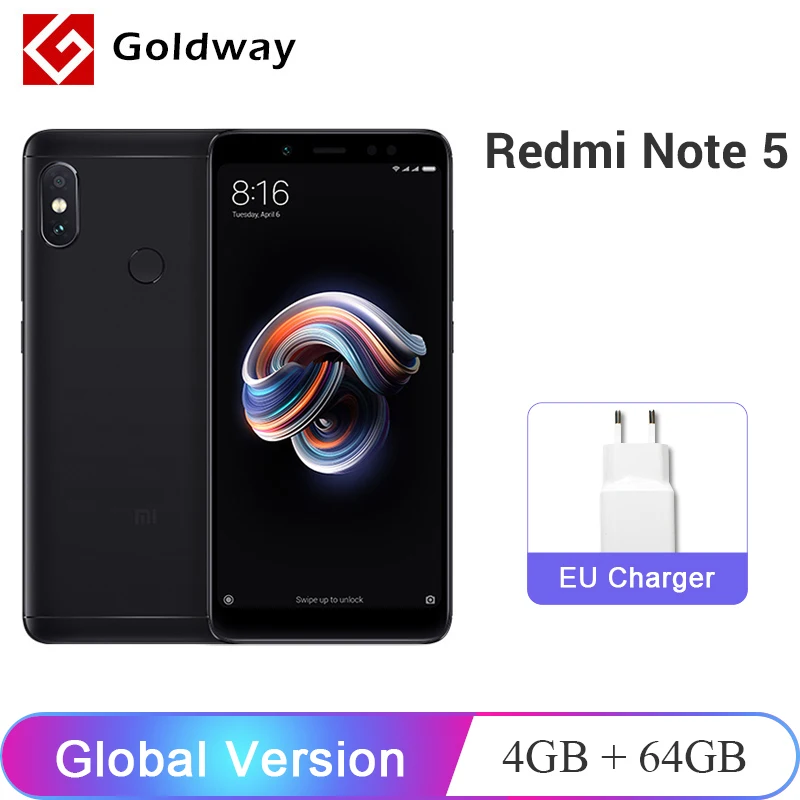 Глобальная версия Xiaomi Redmi Note 5 4GB 64GB 99 &quotполный экран Двойная камера мобильный
