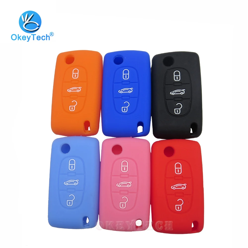 OkeyTech складной чехол для автомобильного ключа с 3 кнопками силиконовый защитная