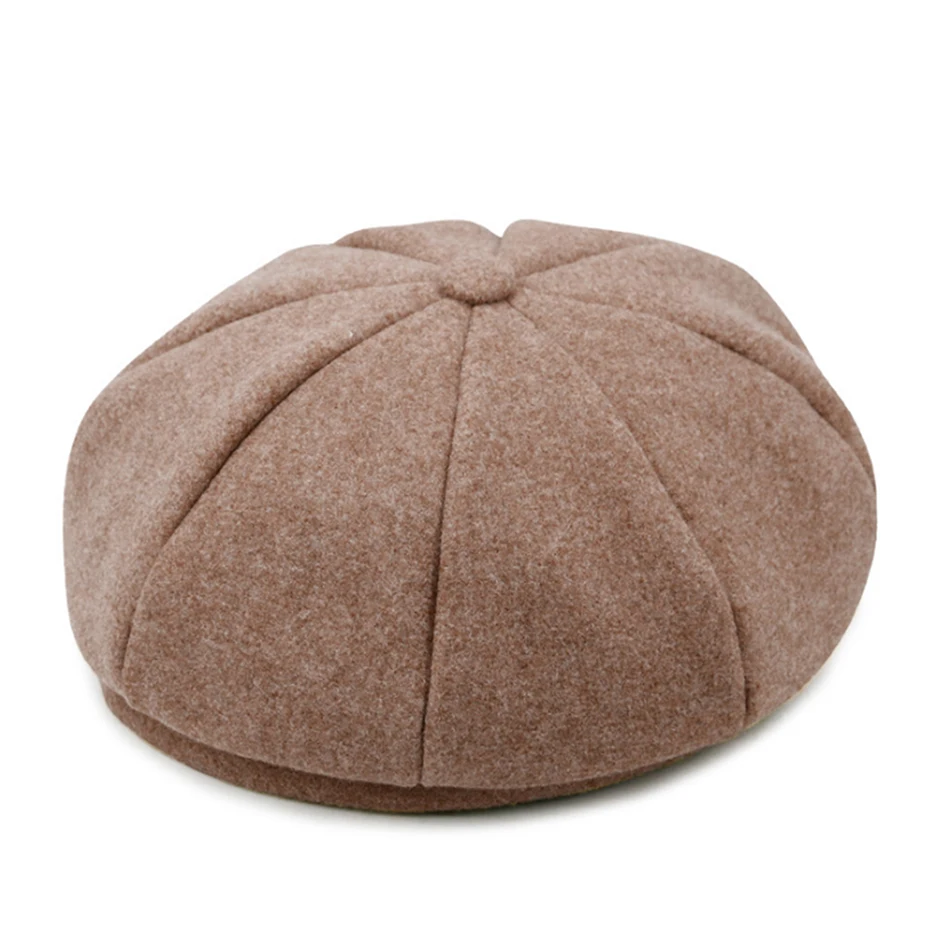 Dark Khaki SHOWERSMILE женские береты шапки Серая шерстяная шапка женская мода восьмиугольная однотонная Кепка художника зимняя теплая мягкая Высококачественная шапка для художника - Цвет: Dark Khaki