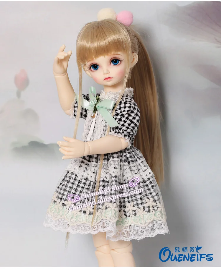 BJD одежда 1/4 черно-белое платье в клетку юбка для девочек RL кукла Миу Бэмби лента тело YF4-21 кукла аксессуары