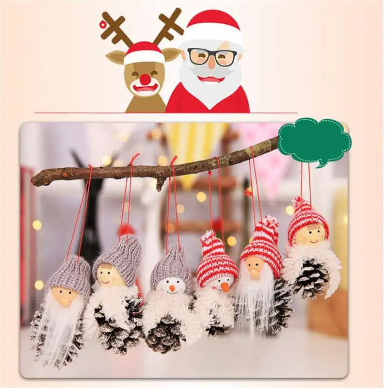 3pcs Navidad Creative Old Man Doll Natal New Year Christmas Tree Decorations White PineCone Ornaments Noel Home Z3 | Дом и сад