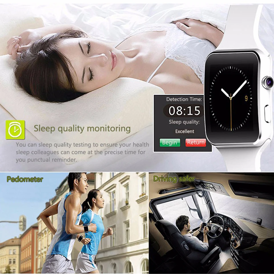 Умные часы X6 с Bluetooth спортивные умные сенсорным экраном и шагомером для Android PK DZ09