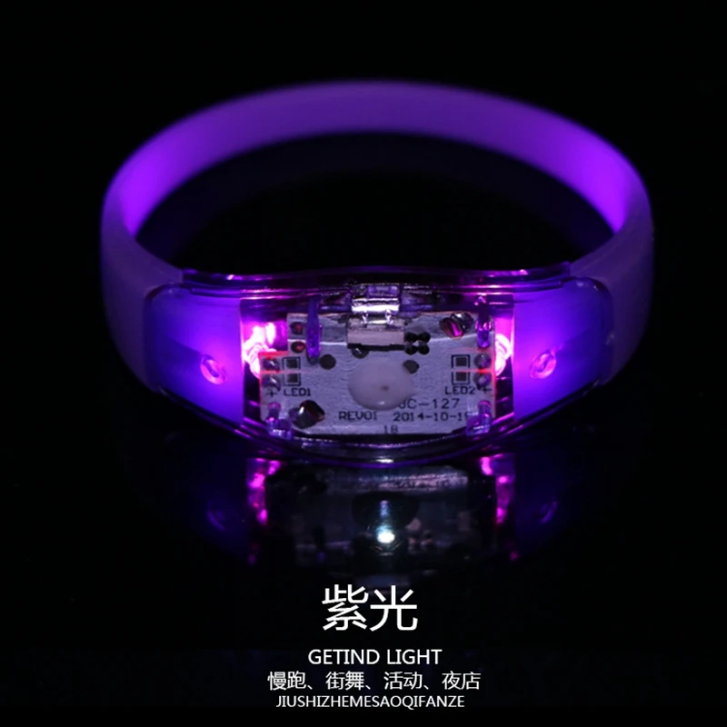 100 шт. светодиодный мигающий браслет с голосовым управлением светящийся со