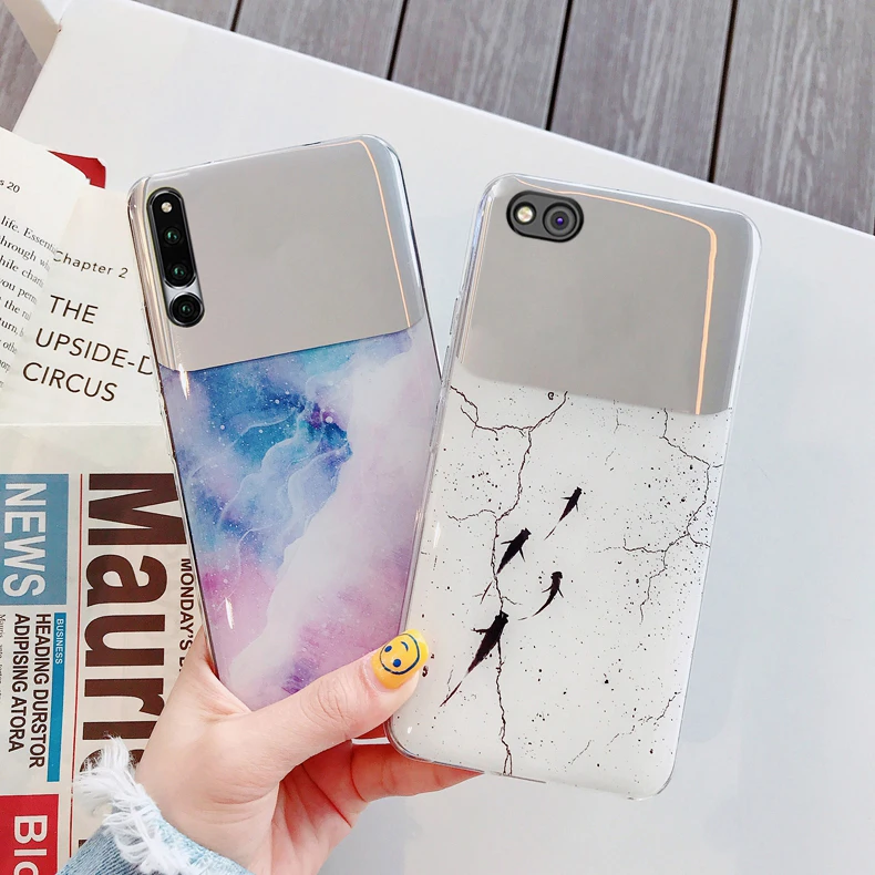 TRISEOLY Case For Xiaomi Redmi 6A Cover Small Mirror Fish And Color Marble Soft Edge Phone Bag 5A | Мобильные телефоны и