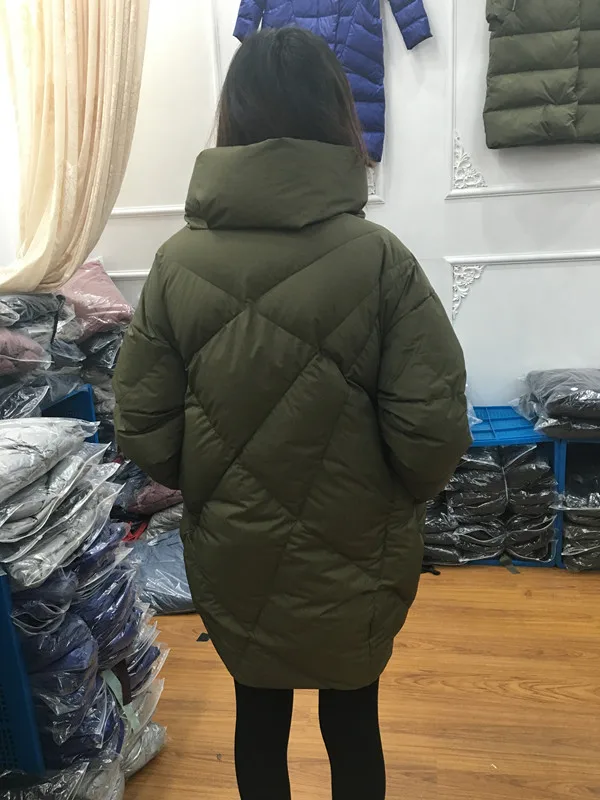 Гусиное меховое пальто, зимнее роскошное теплое 90% натуральное гусиное пуховое пальто, Женское пальто с высоким воротником, черное зеленое плотное теплое пуховое пальто wq125