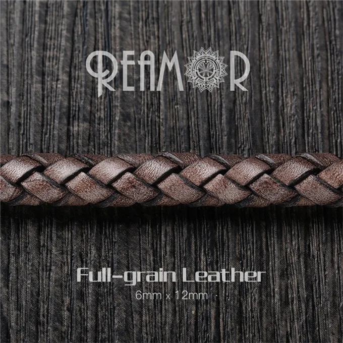 Matte Brown REAMOR 12*6 мм Ретро коричневый/красный черный натуральная кожа Веревка DIY Браслеты Аксессуары Frist слой воловья кожа плетеные шнуры для ювелирных изделий - Цвет: Matte Brown