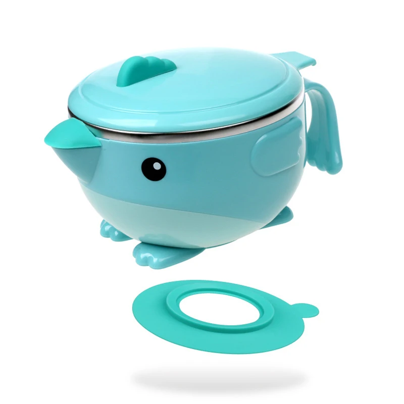 Blue water bowl Набор детской посуды из нержавеющей стали с милыми мультяшными героями, термопосуда для детей, термоизоляционная чаша для детей, столовая утварь для кормления MBG0372 - Цвет: Blue water bowl