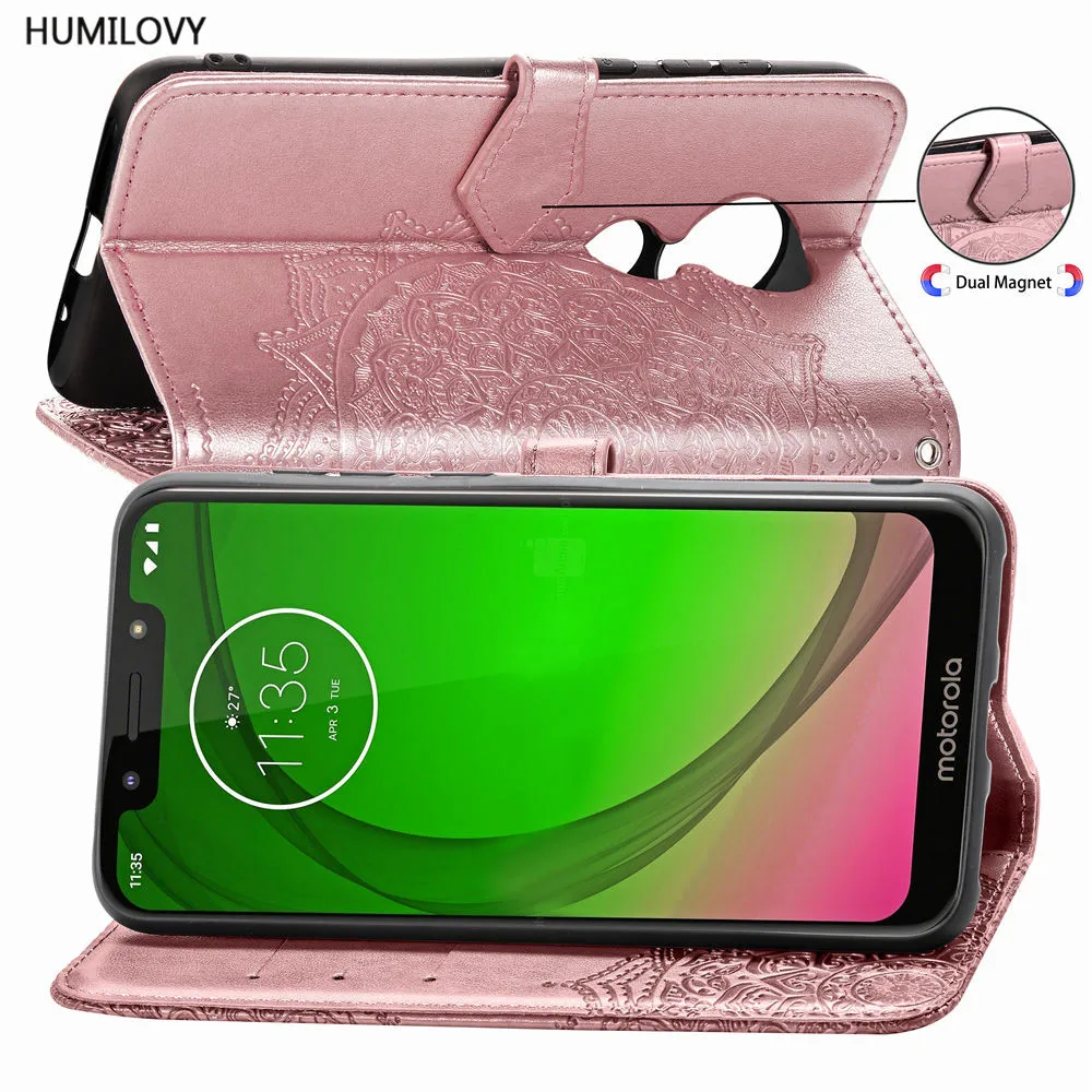 Для Fundas Motorola Moto G7 Играть чехол из искусственной кожи откидная крышка Держатель