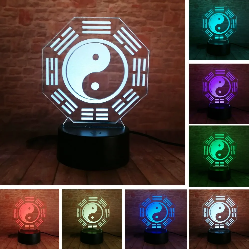 Китайский прогноз фэн шуй тайцзи лампа bagua Yin Yang Tai Chi ночник для дома и офиса