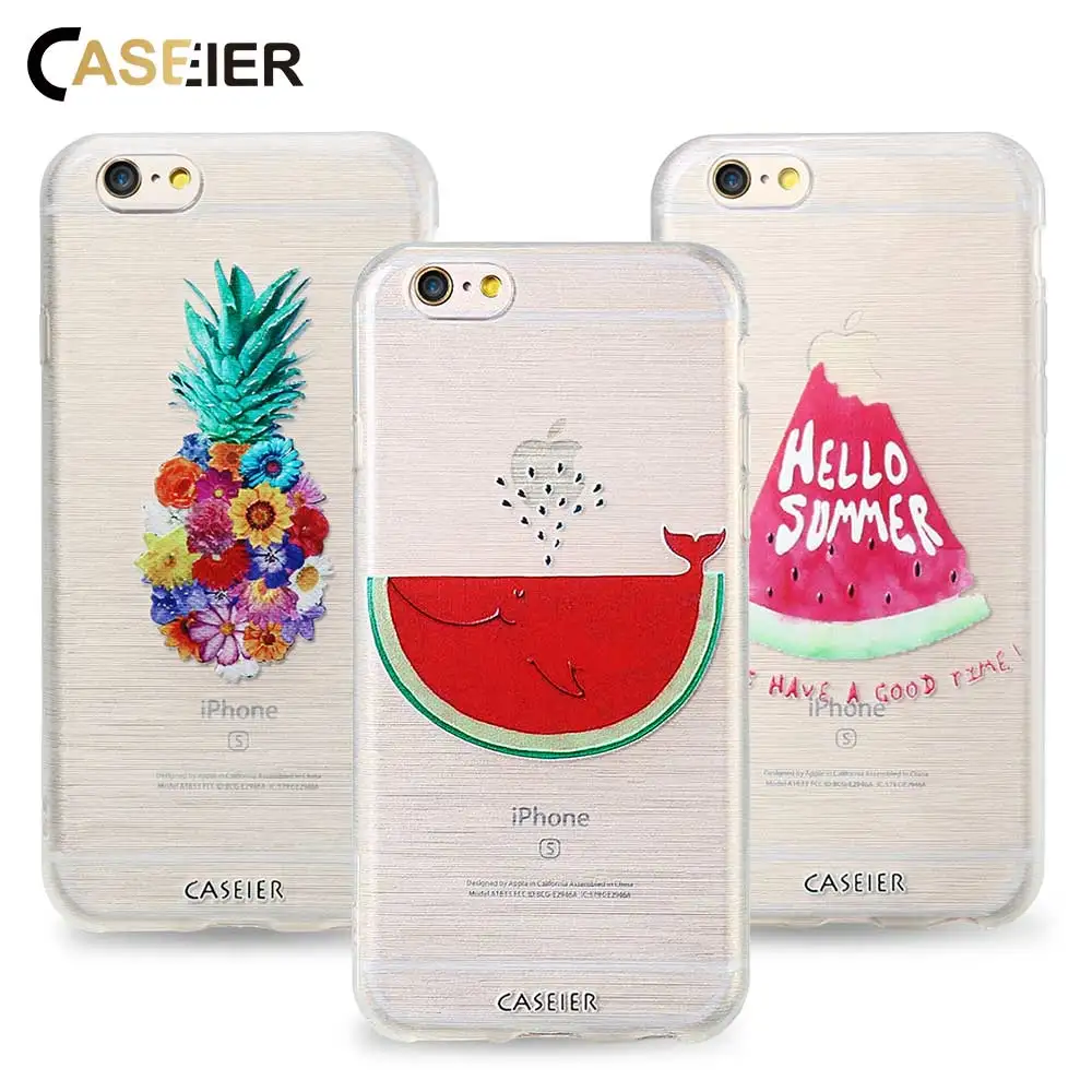 CASEIER Lovely Case For iPhone 7 Plus 8 Flowers Pineapple Silicone Clear Phone Cases Fruits Summer Day Cover Capa | Мобильные