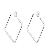 stainless steel rhombus shape earrings height 40mm vacuum plating no fade allergy free