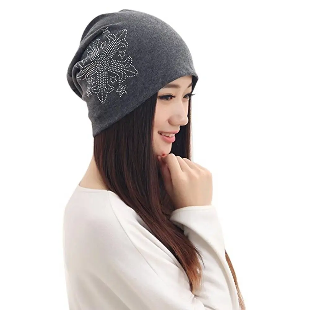 У зима осень Skullies мягкого трикотажа Сутулиться Beanie Кепки с горный хрусталь