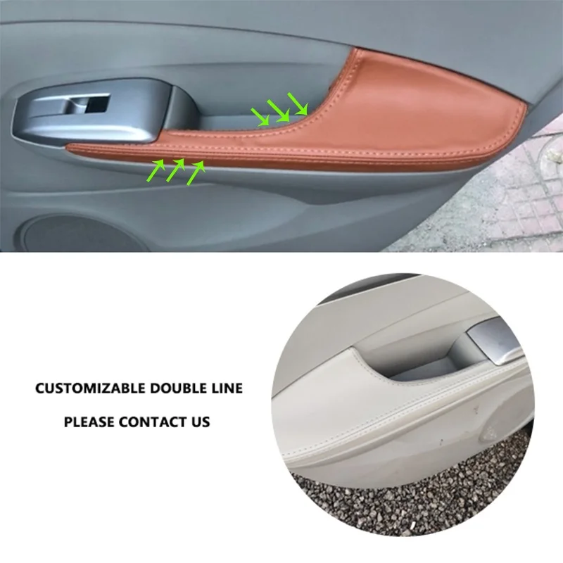 2 line customize Для Honda City 2008 2009 2010 2011 2012 2013 4 шт./компл. автомобильные дверные ручки подлокотник Панель чехол из кожи на основе микроволокна - Название цвета: 2 line customize