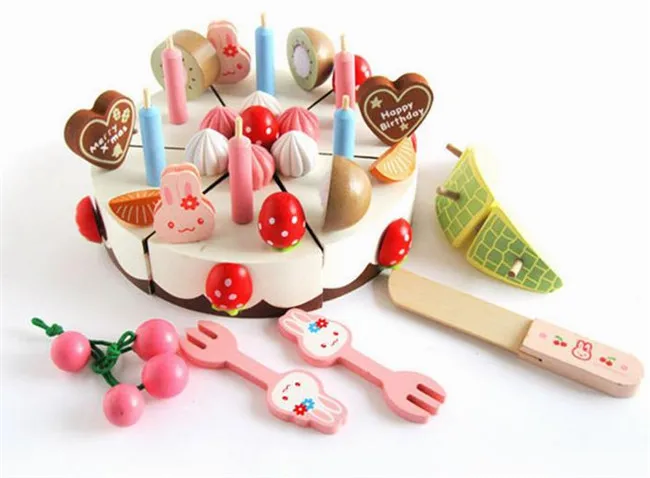 Новая деревянная игрушка Момо Кролик фрукты торт детская игрушка|cake bakery toy|cake toycake