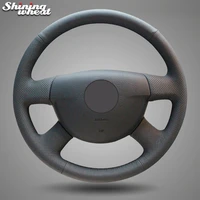 bannis black genuine leather hand stitched car steering wheel cover for volkswagen vw passat b6