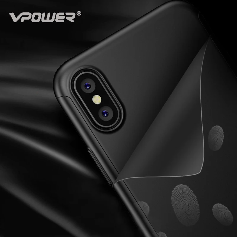 360 Защитный чехол для iPhone X крышка Vpower Роскошные ультра тонкий полная защита Капа