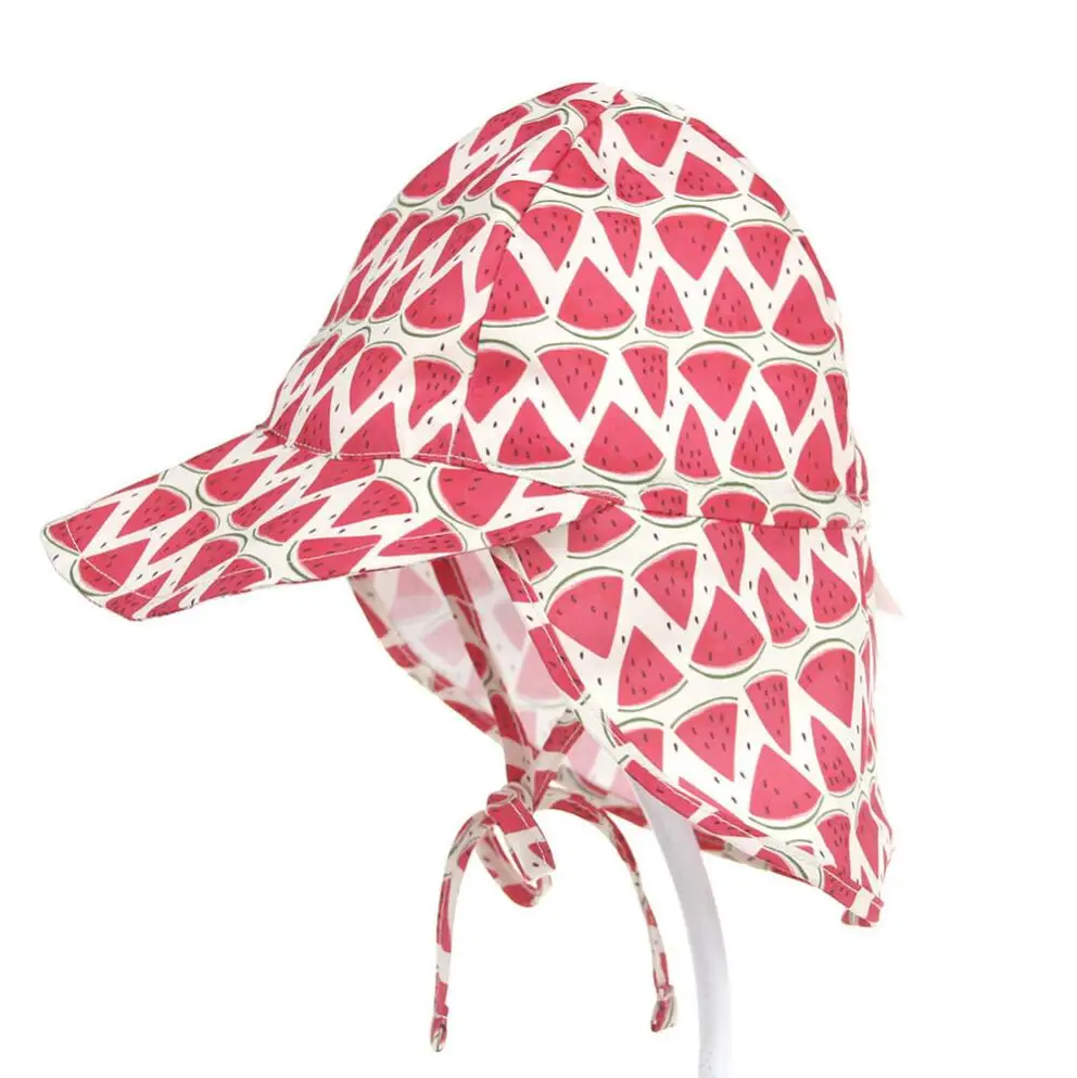 watermelon hat Летняя Детская Солнцезащитная шляпа, Детская уличная Защита от УФ Пляжные кепки, детская шапочка для плавания для мальчиков и девочек 0-5 лет - Цвет: watermelon hat