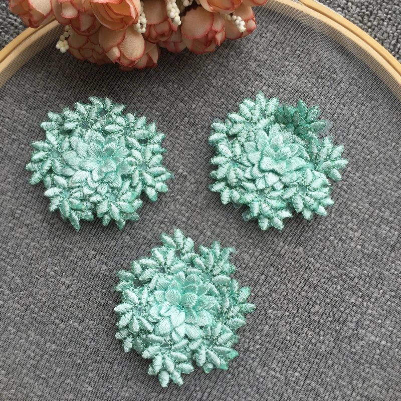 

3pc 7cm 3D Hydrangea Embroidery Patch Flower Patches Embroidered Flowers Applique Patches For Clothing Parches Sew On AC1297