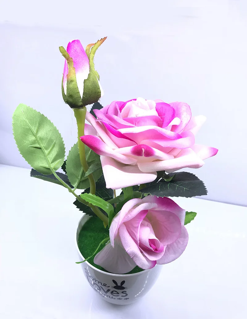 Artificial Rose Fake Plant Potted Flower Vase Bonsai Set Wedding Home Party Desktop Decoration | Дом и сад