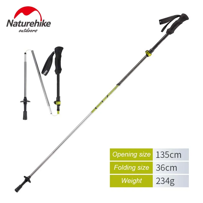 

Naturehike Walking Stick Carbon Fiber + Aluminum alloy Trekking Pole Hiking Cane Ultra-light folding Adjustable 135cm 234g