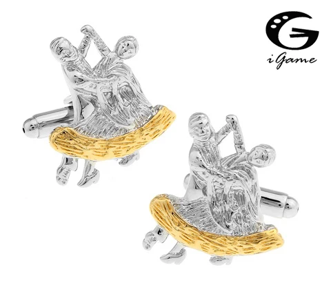 

iGame Dancer Cuff Links Golden Brass Material Novelty Dancing Lover Design Free Shipping